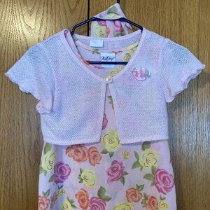 Vintage Pink Floral Dress Size 7/8